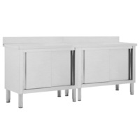 Work Tables with Sliding Doors 2pcs 200x50x(95-97)cm Stainless Steel vidaXL
