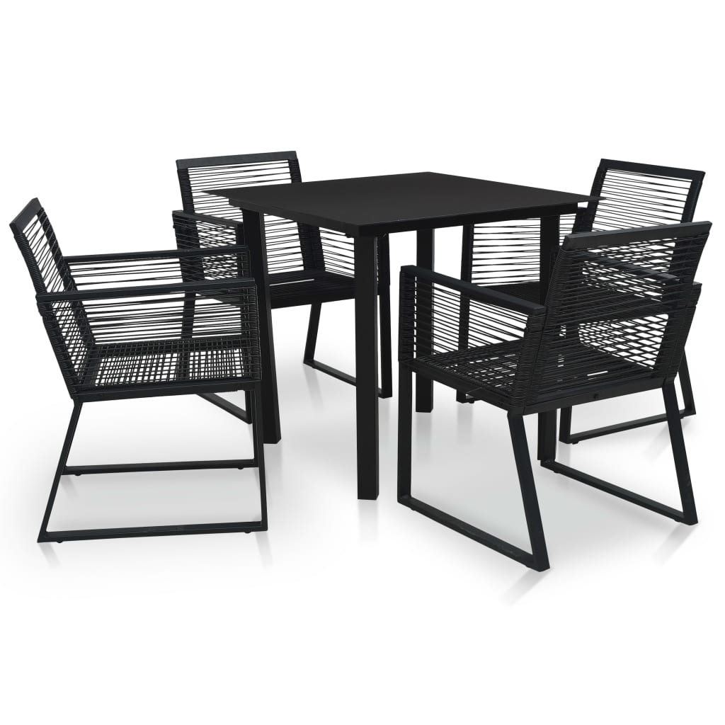 3/5x Outdoor Dining Set PVC Rattan Black Garden Patio Table Chair vidaXL