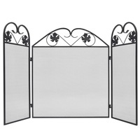 3-panel Fireplace Screen Iron Black vidaXL