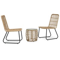 3 Piece Bistro Set Poly Rattan Oak vidaXL
