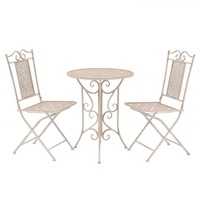 3 Piece Bistro Set Steel White vidaXL