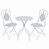 3 Piece Bistro Set Steel Greyish White vidaXL