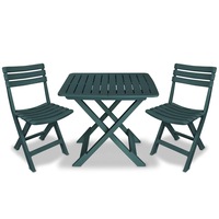 3 Piece Folding Bistro Set Plastic Green vidaXL