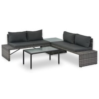 3 Piece Garden Lounge Set with Cushions Poly Rattan Grey vidaXL