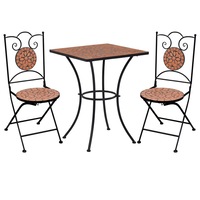 3 Piece Mosaic Bistro Set Ceramic Tile Terracotta vidaXL