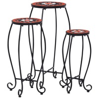 Mosaic Tables 3 pcs Terracotta and White Ceramic vidaXL