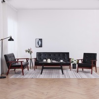 Sofa Set 3 Piece Black Faux Leather vidaXL
