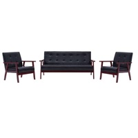 Sofa Set 3 Piece Black Faux Leather vidaXL