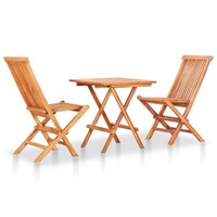 3 Piece Folding Bistro Set Solid Teak Wood vidaXL
