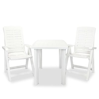 3 Piece Bistro Set Plastic White vidaXL