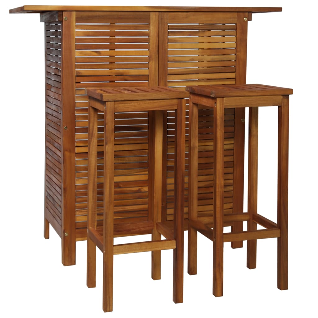 Bar Table and Chair Set 3 Pieces Solid Acacia Wood vidaXL