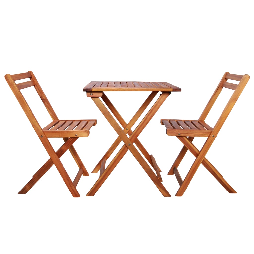 Buy VidaXL 3 Piece Folding Bistro Set Solid Acacia Wood - MyDeal