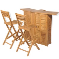 3 Piece Bistro Set with Folding Chairs Solid Teak Wood vidaXL