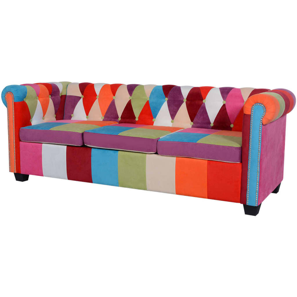 Chesterfield Sofa 3-Seater Fabric vidaXL