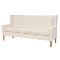 3-Seater Sofa Fabric Cream White vidaXL