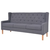 3-Seater Sofa Fabric Grey vidaXL