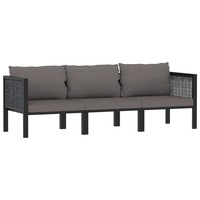 3-Seater Sofa with Cushions Anthracite Poly Rattan vidaXL