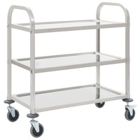 3-Tier Kitchen Trolley 95x45x83.5 cm Stainless Steel vidaXL
