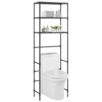 3-Tier Storage Rack over Toilet Black 53x28x169 cm vidaXL