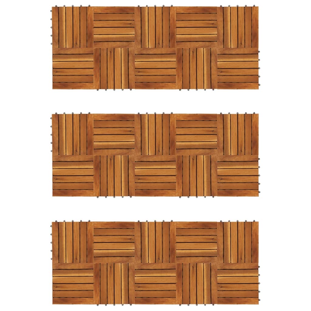 Decking Tiles Vertical Pattern 30 x 30 cm Acacia Set of 30 vidaXL