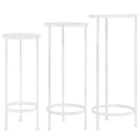 Plant Stand Set 3 Pieces Vintage Style Metal Antique White vidaXL