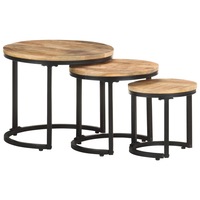 Side Tables 3 pcs Rough Mango Wood vidaXL