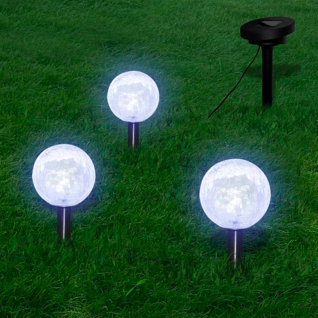 Solar Bowl 3 LED Garden Lights with Spike Anchors & Solar Panel vidaXL