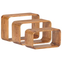 Side Tables 3 pcs Solid Acacia Wood Honey Finish vidaXL