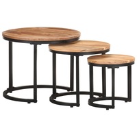 Side Tables 3 pcs Solid Acacia Wood vidaXL