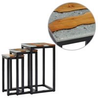 Nesting Tables 3 pcs Solid Teak Wood and Polyresin vidaXL