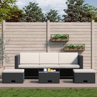 4 Piece Garden Lounge Set with Cushions Poly Rattan Black vidaXL