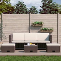 4 Piece Garden Lounge Set with Cushions Poly Rattan Brown vidaXL