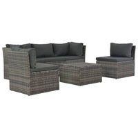 4 Piece Garden Lounge Set with Cushions Poly Rattan Grey vidaXL