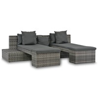 4 Piece Garden Lounge Set with Cushions Poly Rattan Grey vidaXL