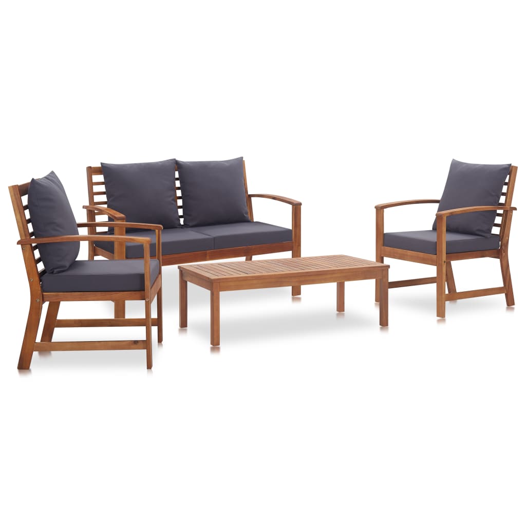 4 Piece Garden Lounge Set with Cushions Solid Acacia Wood vidaXL