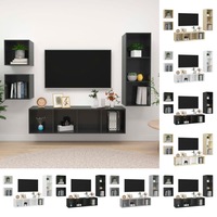 4 Piece Wall-mounted TV HiFi Cabinet Stand Set Chipboard Multi Colours vidaXL
