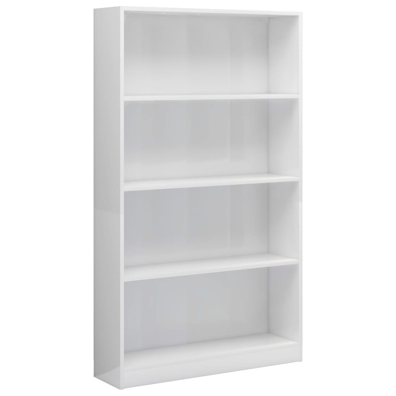 vidaXL 4-Tier Book Cabinet High Gloss White 80x24x142cm Chipboard ...