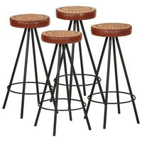 Bar Stools 4 pcs Real Leather vidaXL