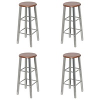 Bar Stools 4 pcs Silver and Brown MDF vidaXL