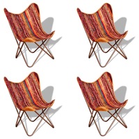 Butterfly Chairs 4 pcs Multicolour Chindi Fabric vidaXL