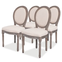 Dining Chairs 4 pcs Cream Fabric vidaXL