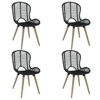 Dining Chairs 4 pcs Black Natural Rattan vidaXL