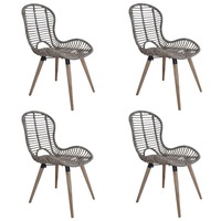 Dining Chairs 4 pcs Brown Natural Rattan vidaXL