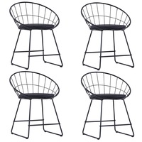 Dining Chairs with Faux Leather Seats 4 pcs Black Steel vidaXL