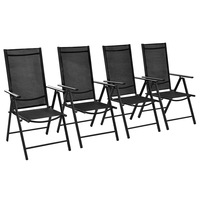 4x Folding Garden Chairs Aluminium Black Outdoor Patio Camping Seat