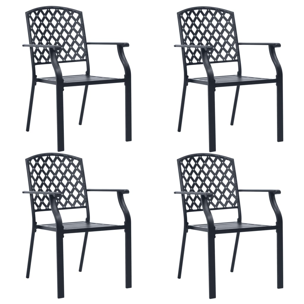 Outdoor Chairs 4 pcs Mesh Design Steel Black vidaXL