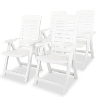 Reclining Garden Chairs 4 pcs Plastic White vidaXL