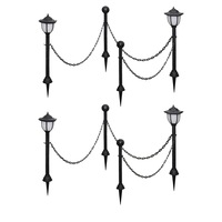 Solar Lights 4 pcs with Chain Fence and Poles vidaXL