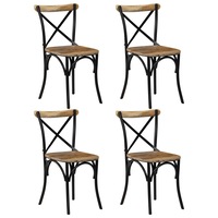 Cross Chairs 4 pcs Black Solid Mango Wood vidaXL