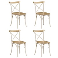 Cross Chairs 4 pcs White Solid Mango Wood vidaXL